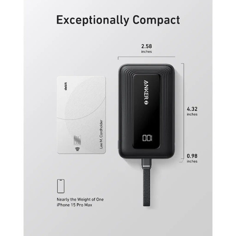 Anker Zolo Power Bank 30W with Built-in USB-C Cable (10,000mAh), feature detail