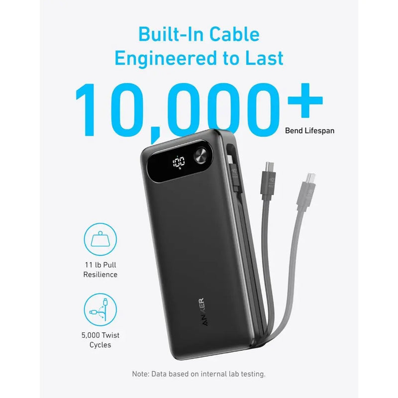 Anker Power Bank 87W with Built-in USB-C Cable (20,000mAh), feature detail