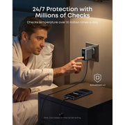 Anker 100W 3-Port GaN Wall Charger with Smart Display and USB-C Cable in use