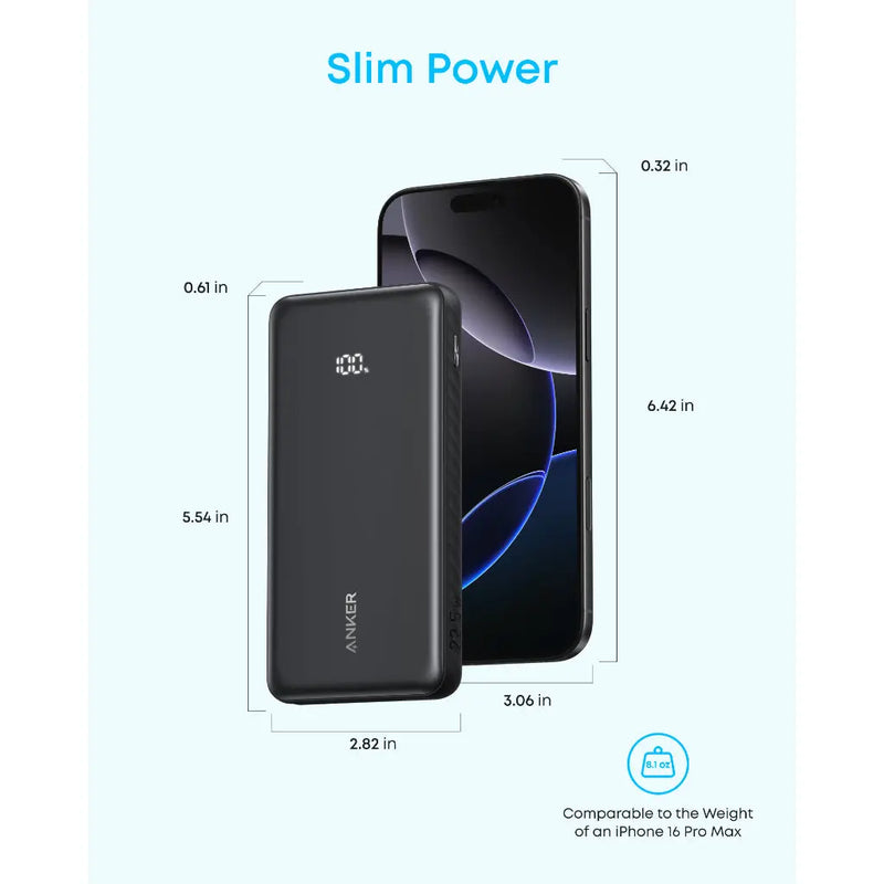 Anker Zolo Power Bank 22.5W with Built-in USB-C Cable (10000mAh)