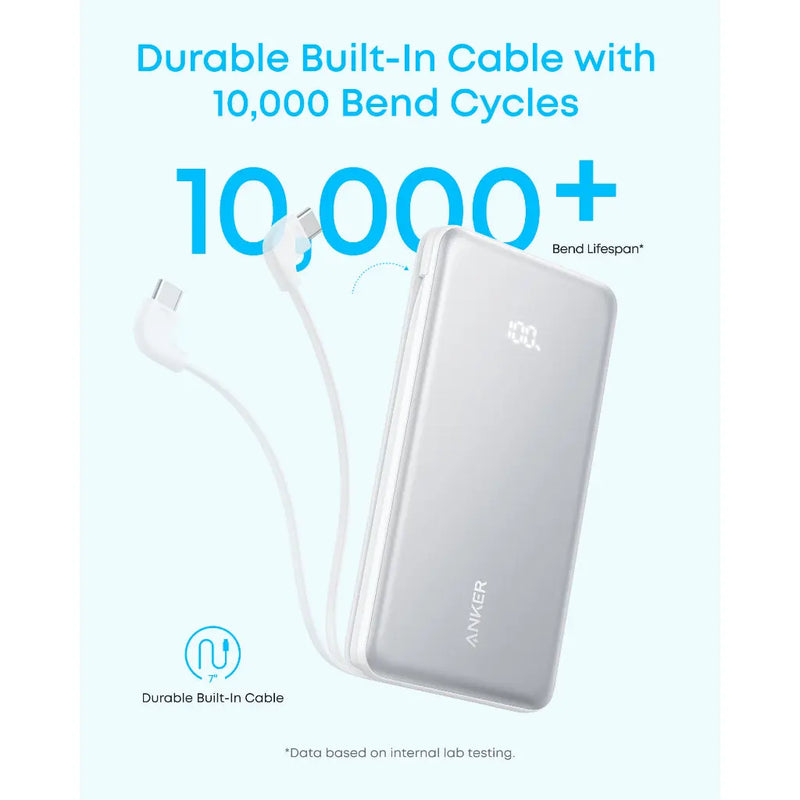 Anker Zolo Power Bank 22.5W with Built-in USB-C Cable (10000mAh)