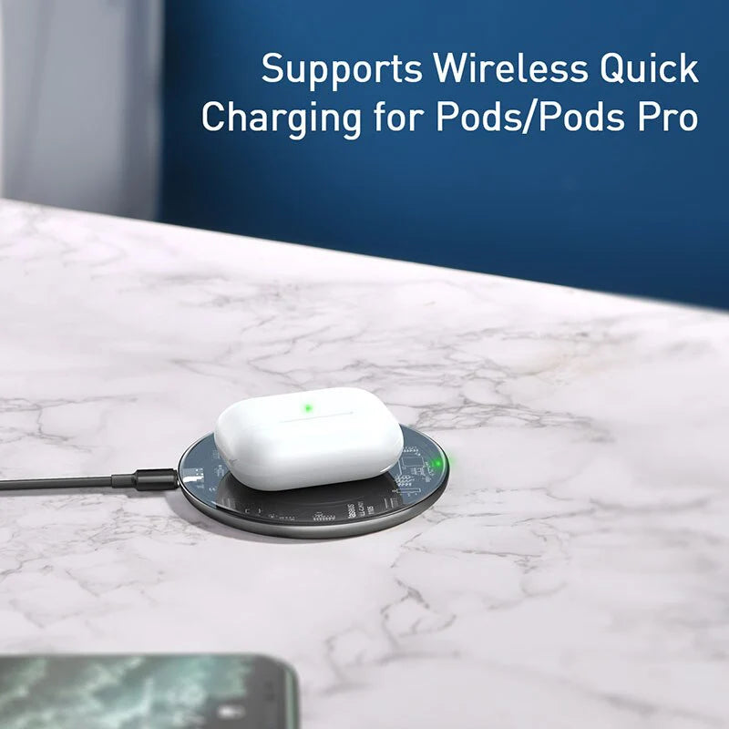 Baseus 15W Fast Qi Transparent Wireless Charging Pad