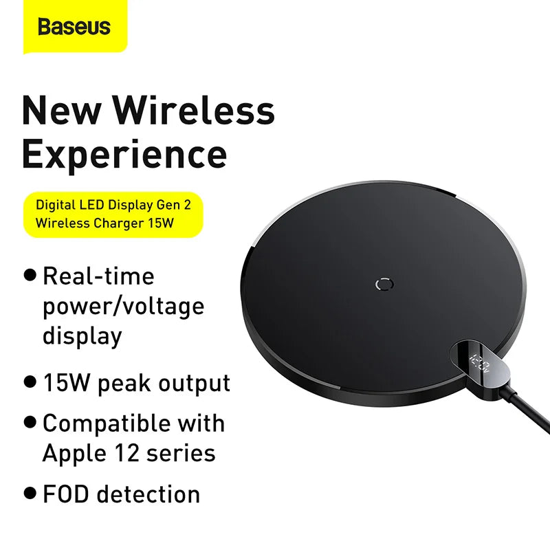 Baseus Digital LED Display 15W Wireless Charger (Gen 2)
