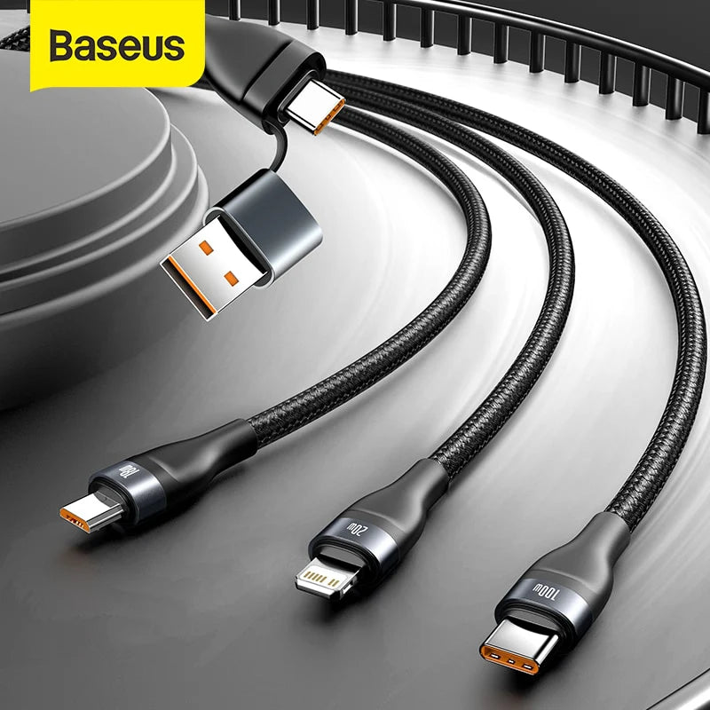 Baseus Flash Series 100W Fast Charging Data Cable (USB/Type-C to M+L+C)