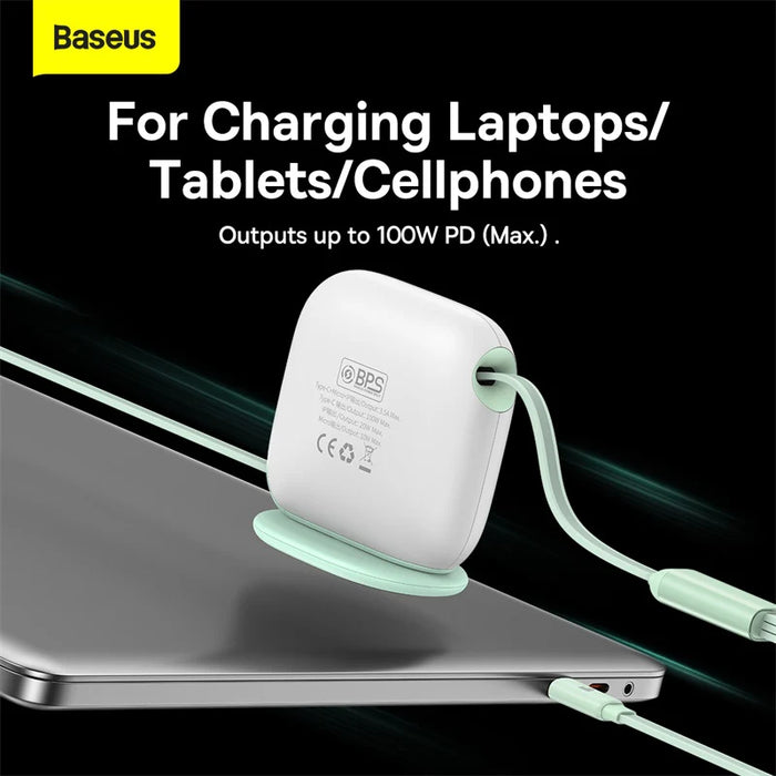 Baseus Traction Series Retractable 3-in-1 Fast Charging Cable (Type-C to M+L+C)