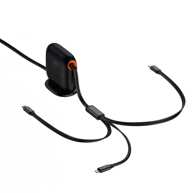 Baseus Traction Series Retractable 3-in-1 Fast Charging Cable (Type-C to M+L+C)