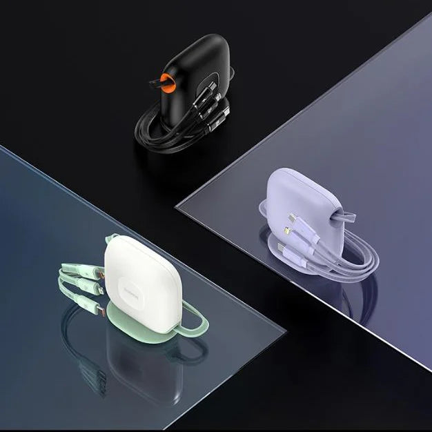 Baseus Traction Series Retractable 3-in-1 Fast Charging Cable (Type-C to M+L+C)