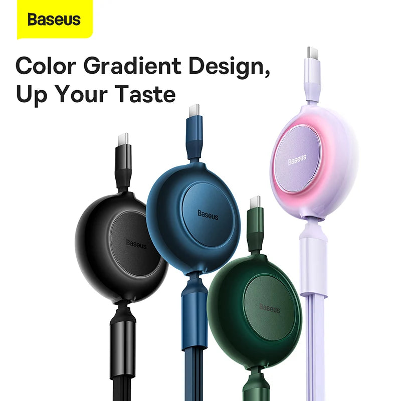 Baseus Retractable 3-in-1 Fast Charging Cable (Type-C to M+L+C)
