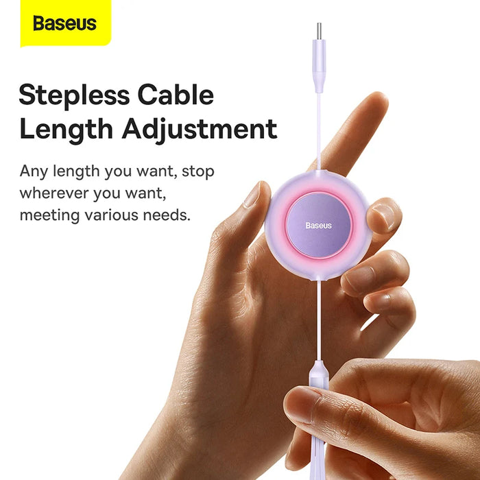 Baseus Retractable 3-in-1 Fast Charging Cable (Type-C to M+L+C)